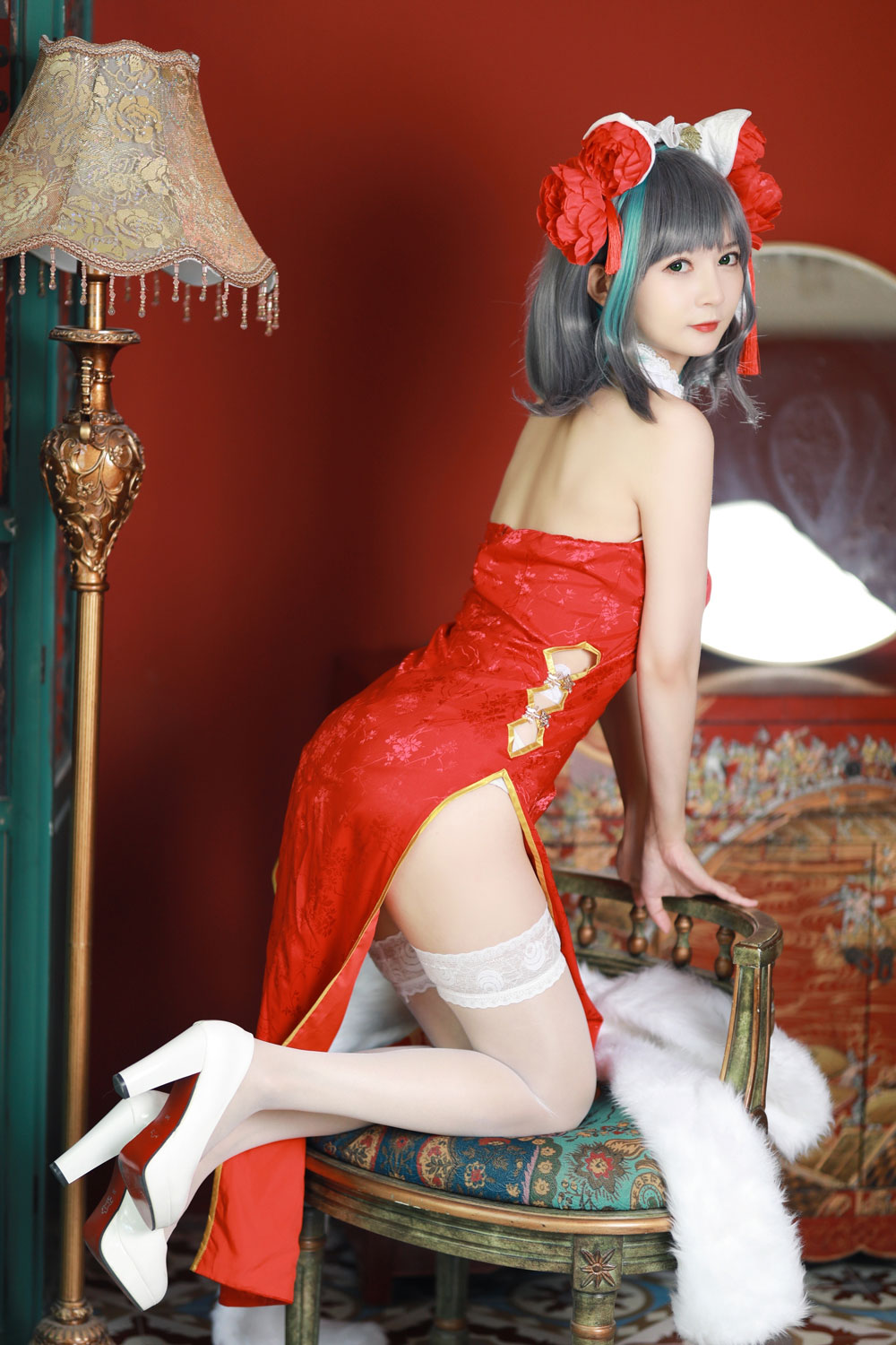 51酱COSPLAY《碧蓝航线》柴郡新春旗袍