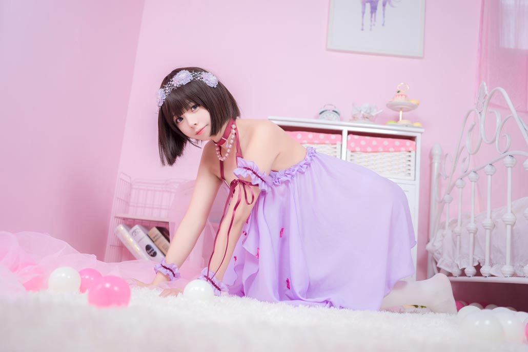 小野妹子w《路人女主的养成方法》加藤惠COS圣人惠睡衣白丝写真图片