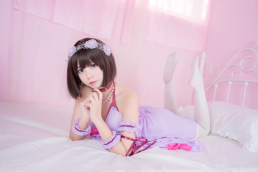 小野妹子w《路人女主的养成方法》加藤惠COS圣人惠睡衣白丝写真图片
